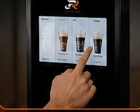 Member selects drink on touchscreen
